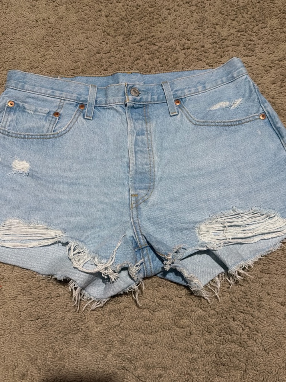 Levi's Light Blue Distressed Cutoff Denim Shorts